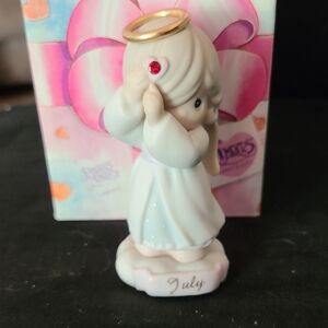 Precious Moments July Angel with Red Gem and Gold Halo